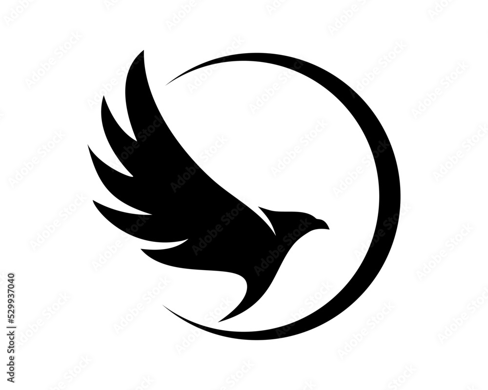 Obraz premium Circle with eagle silhouette inside