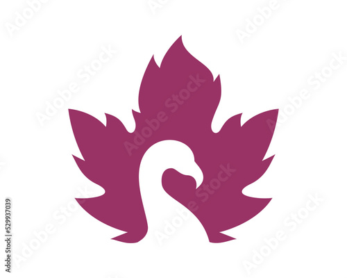 Fotomurale Maple leaves with swan head inside