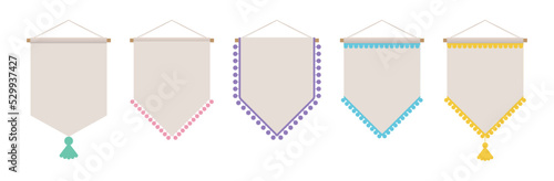 Interior hanging garland banner decoration frame illustration mock-up set.