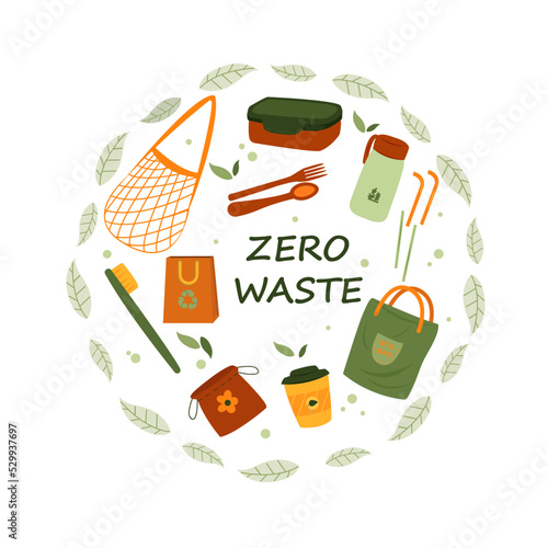 Zero waste flat illustration background concept