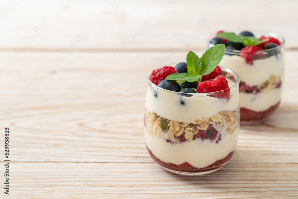 homemade raspberry and blueberry with yogurt and granola homemade raspberry and blueberry with yogurt and granola