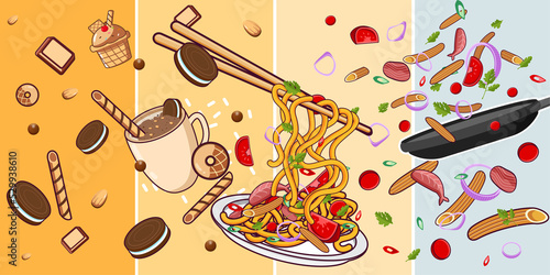 illustration kalori in food