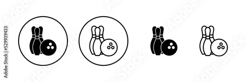 Bowling icon vector. bowling ball and pin sign and symbol.