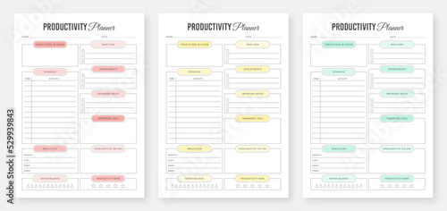 Productivity Planner Template. Productivity Planner Design. Daily Planner Design Template Set. Planner Design Template. Life and Business Planner. Organizer & Schedule Planner.