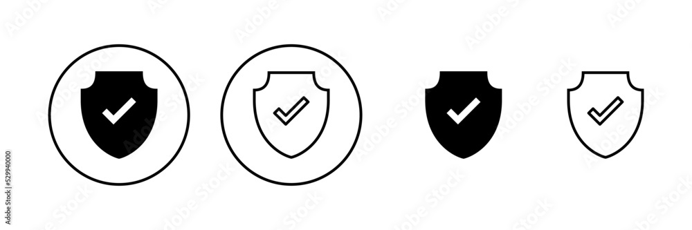 Shield check mark icon vector. Protection approve sign. Insurance icon Shield check mark icon vector. Protection approve sign. Insurance icon