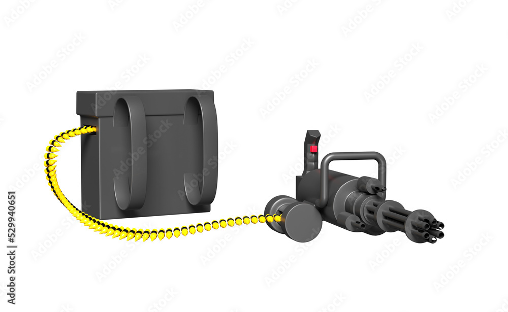 3d minigun system rotary or machine gun weapon automatic isolated. 3d ...