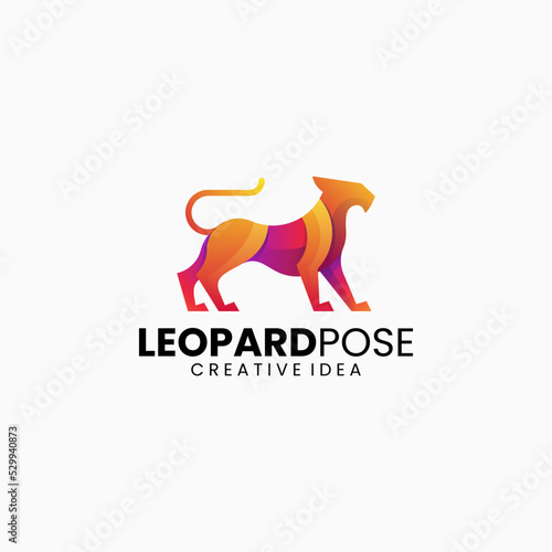Vector Logo Illustration Leopard Gradient Colorful Style.