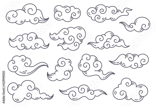Oriental Style Cloud Doodle Element Vector Illustration