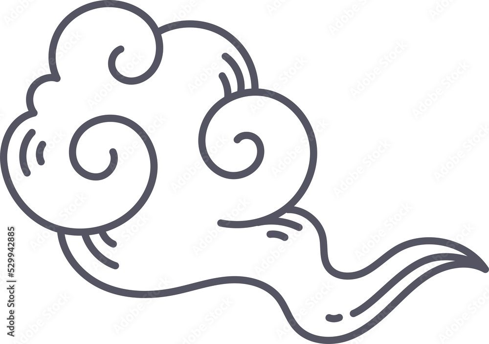Oriental Style Cloud Doodle Element