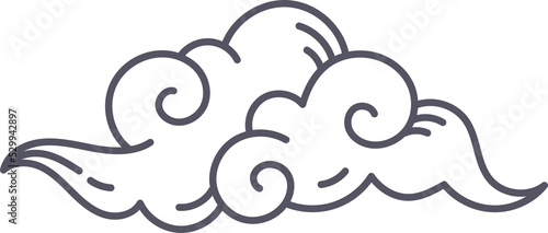 Oriental Style Cloud Doodle Element
