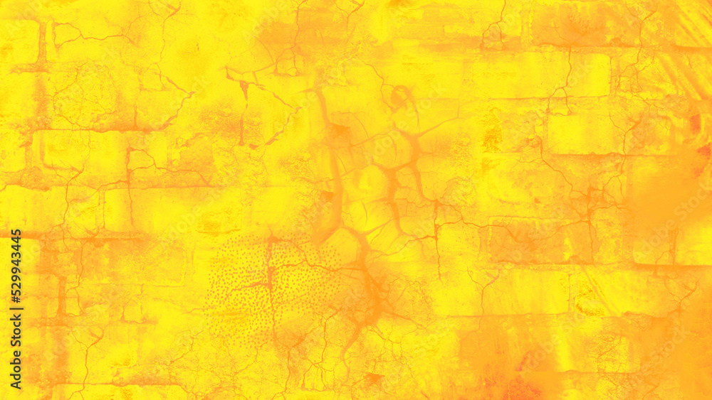 Naklejka premium Surface of the old broken, crack, rough, stain, rift yellow blocks wall backgroud texture