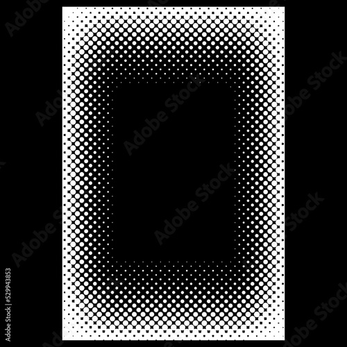 Halftone frame. Dotted fade Gradient rectangular border. Vector design element. Halftone illustration