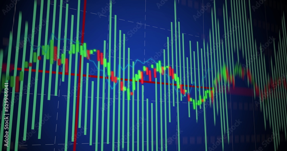 Image of financial data processing on blue background Image of financial data processing on blue background