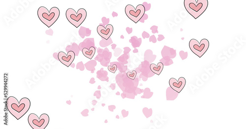 Image of red hearts icons floating on white background