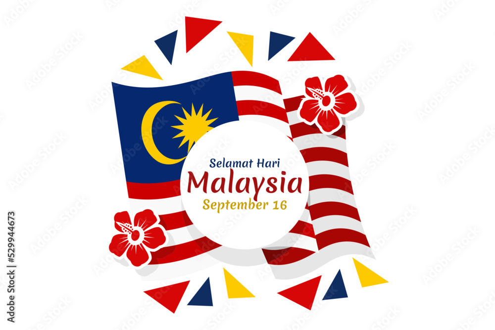 Fototapeta premium Translation: Happy Malaysia Day, September 16. vector illustration. Suitable for greeting card, poster and banner. 