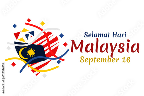 Translation: Happy Malaysia Day, September 16. vector illustration. Suitable for greeting card, poster and banner. 