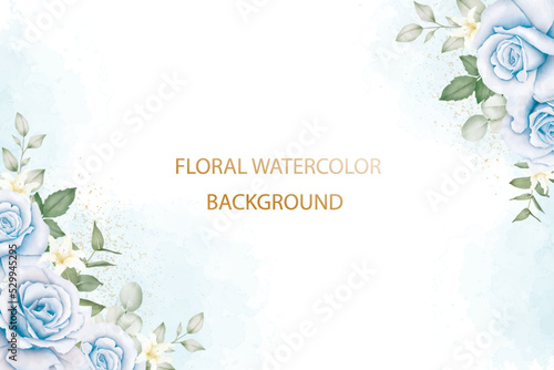 Background Watercolor Floral Navy Blue 