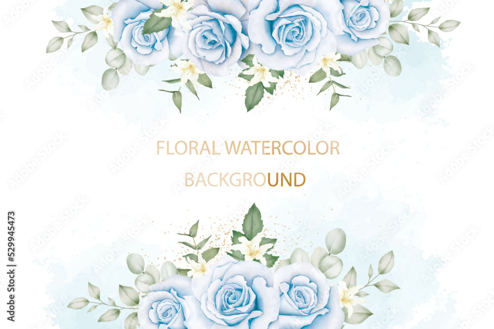 Background Watercolor Floral Navy Blue 