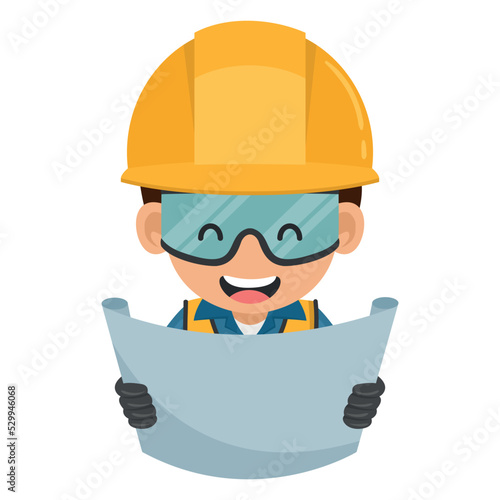 Supervising engineer with construction plan on site. industrial worker with his personal protective equipment. Industrial safety and occupational health at work