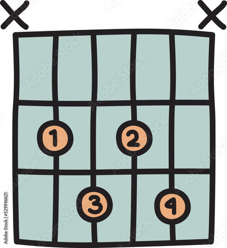 guitar chord doodle color illustration