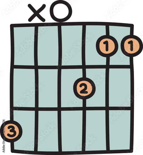 guitar chord doodle color illustration