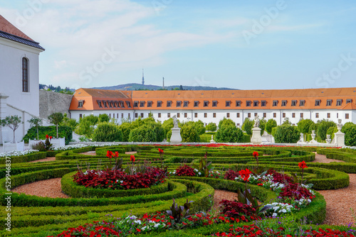 Photography Bratislava, Slovakia - Aug 28, 2022:The baroque garden of Bratislava Castle on a