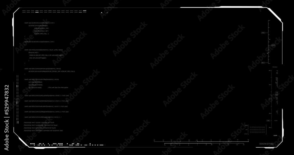 Cyber futuristic video overlay, Technology HUD Head up display graphic interface, Wide screen ratio