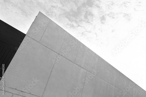 black and white concrete part of building with cloud sky architecture background