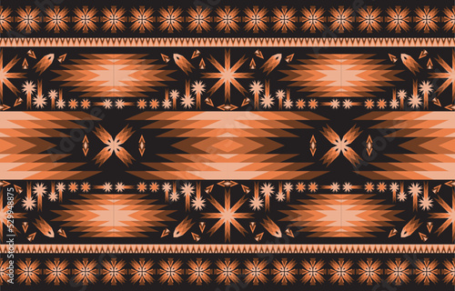 Ethnic tribal vector background with decorative folk elements. Aztec abstract geometric pattern art print. Design for rug, tapis, blanket, wallpaper, cloth design, fabric, textile, carpet, embroidery.