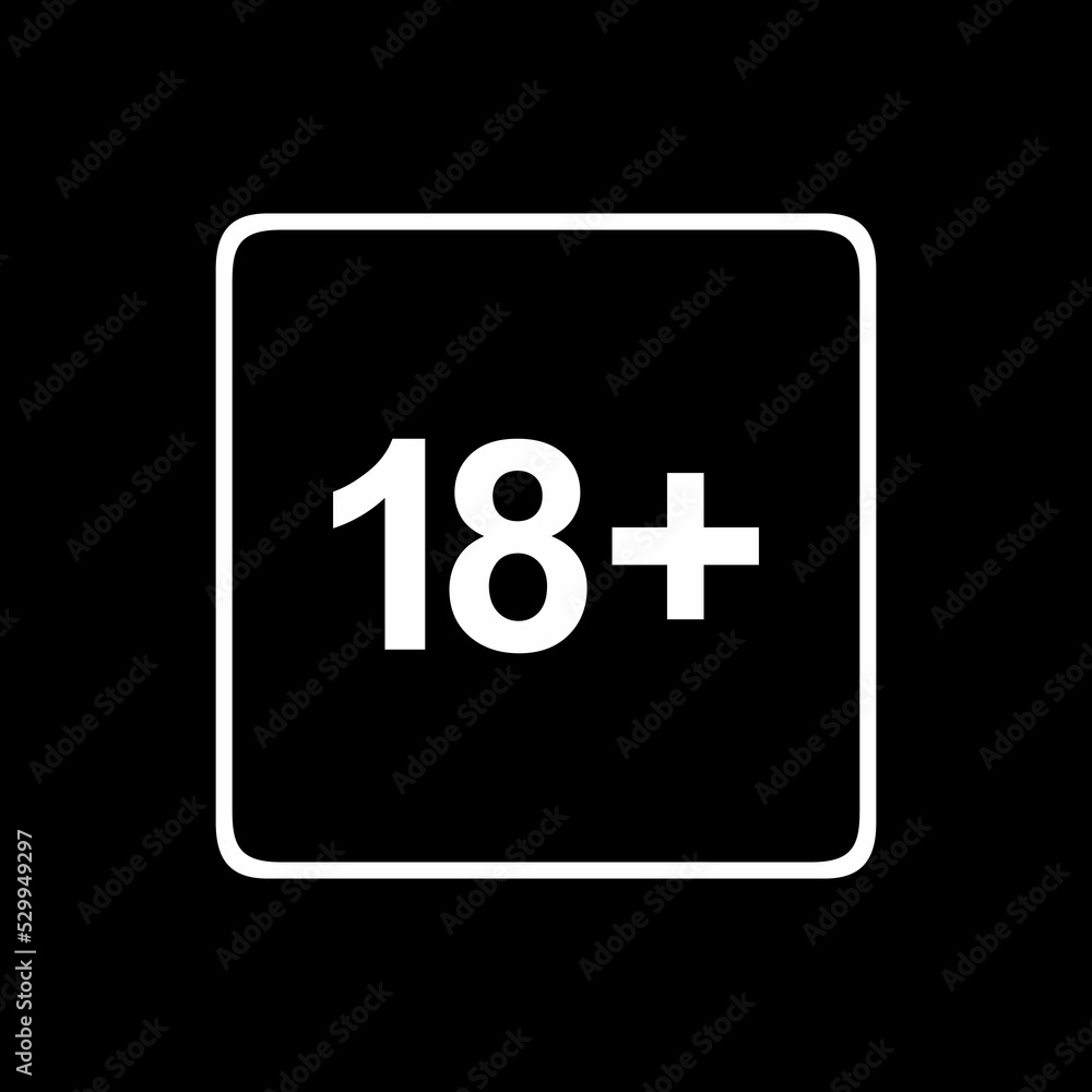 Sign of Adult Only Icon Symbol for Eighteen Plus (18+) and Twenty One Plus (21+) Age. Vector Illustration Sign of Adult Only Icon Symbol for Eighteen Plus (18+) and Twenty One Plus (21+) Age. Vector Illustration