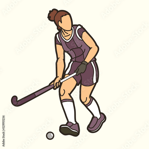 Field Hockey Sport Player Action Graphic Vector