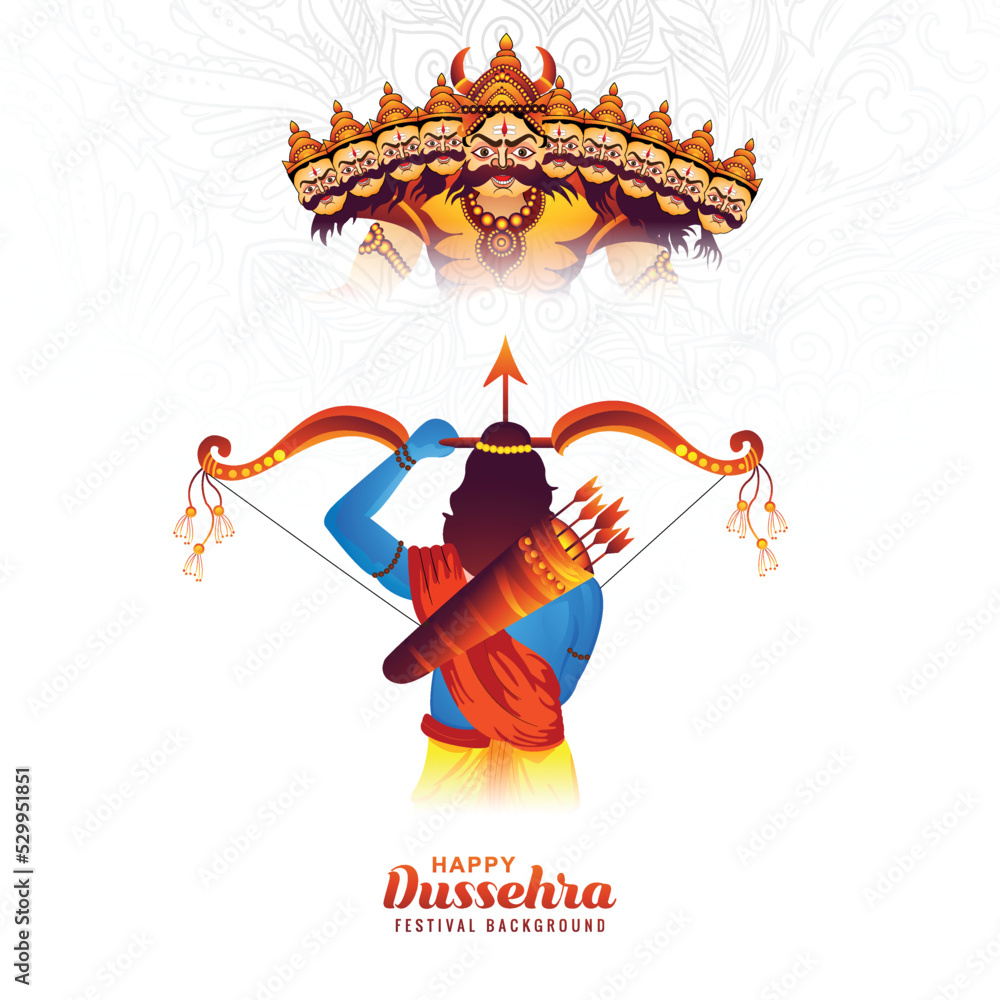 Lord rama killing ravana with ten heads in happy dussehra celebration ...