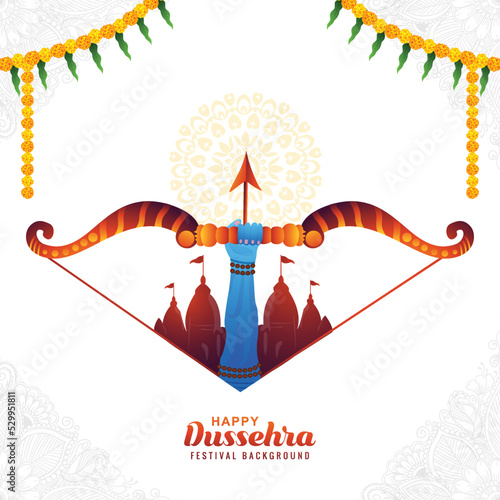Happy dussehra festival of india in bow and arrow card design