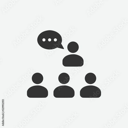 Training seminar icon. Teaching icon vector symbol sign. Seminar vector illustration on isolated background.