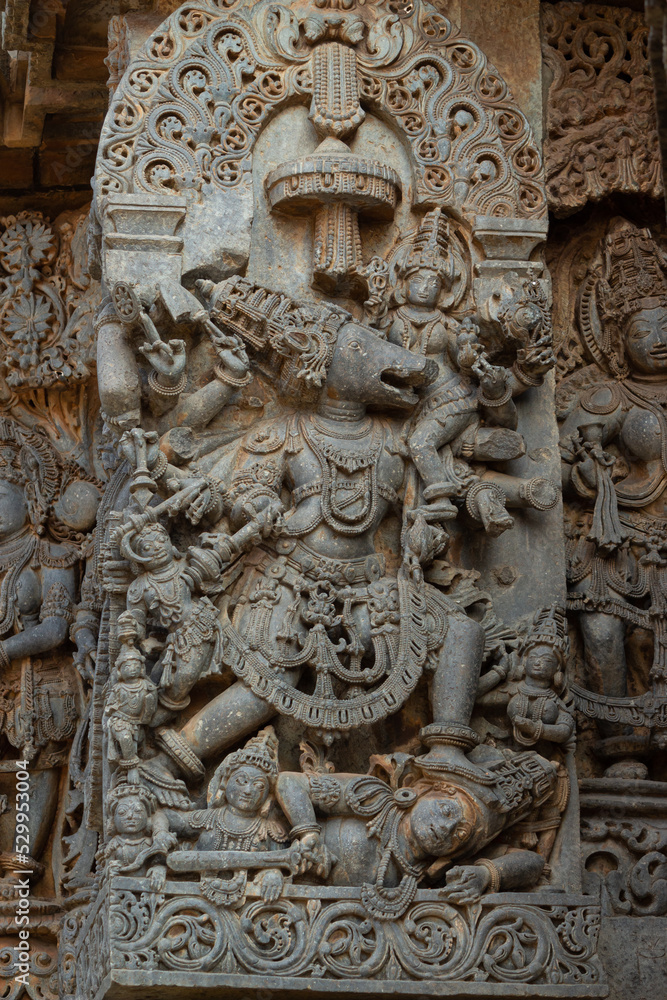 The Sculpture of Varaha Avatar on the Hoysaleshwara  Temple, Halebeedu, Hassan, Karnataka, India.