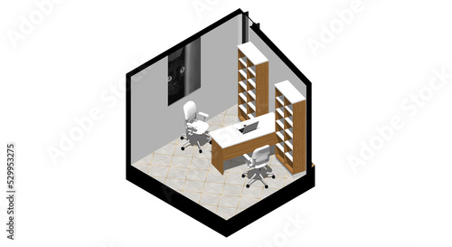 Isometric Architectural Projection - AI Interior Isometric Office 1