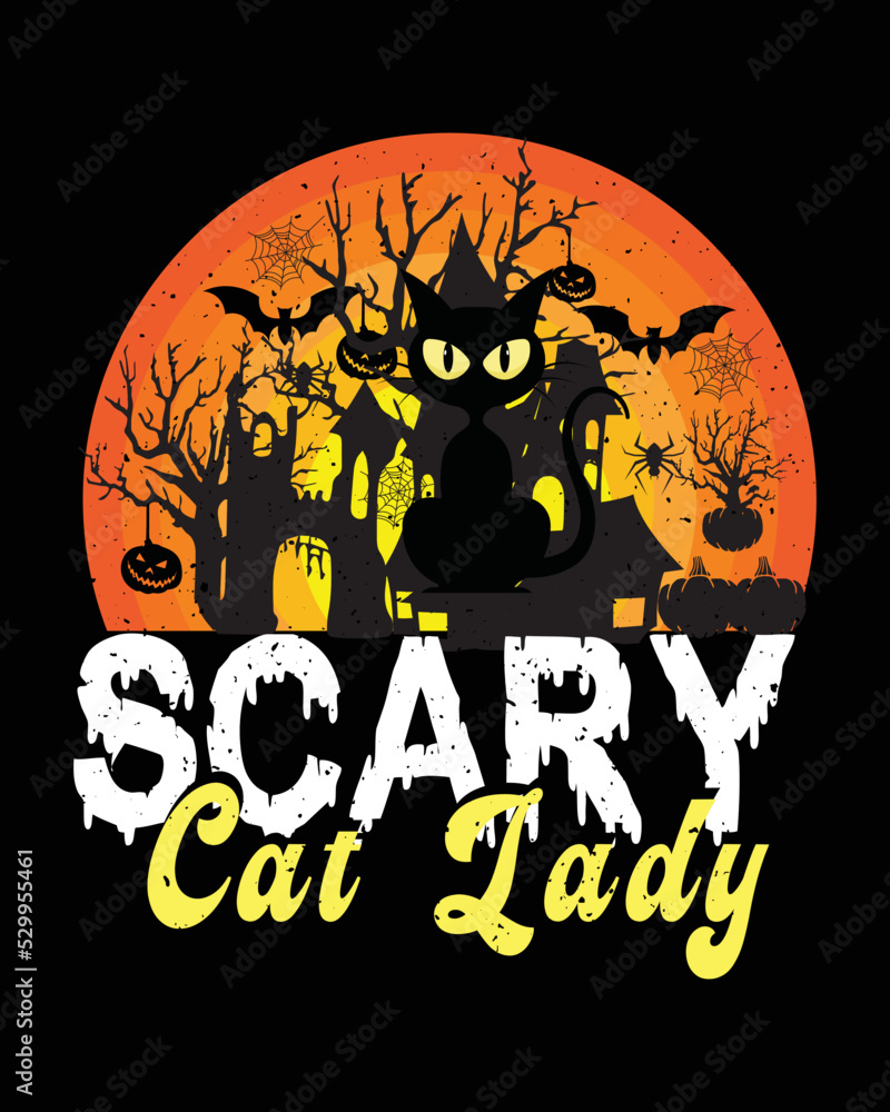 Halloween Scary Cat t-shirt Design.