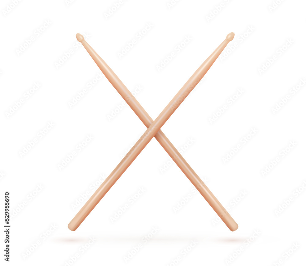 3d vector crossed drumsticks on white background isolated design elements 3d vector crossed drumsticks on white background isolated design elements