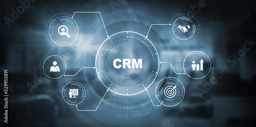 Business, Technology, Internet and network concept. CRM Customer Relationship Management. 3d illustration