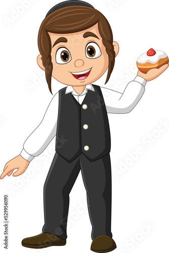 Cartoon jewish woman holding a doughnuts