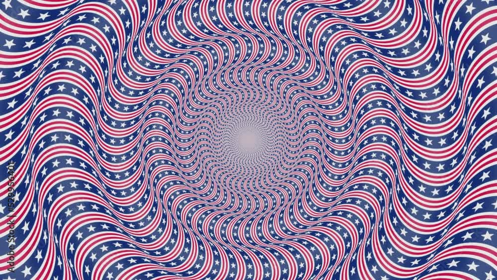 3D Hypnotic American Flag Style Optical Illusion Animation Loop Stock ...