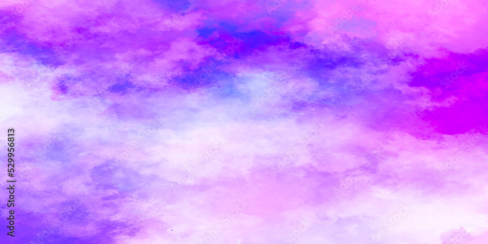 Abstract background with grungy violet gradient water color artistic brush paint stain background and  blue sky water color background, illustration, texture for design. watercolor background .