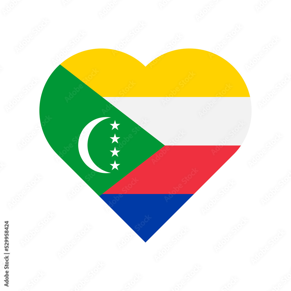 Comoros vector flag heart on white background Comoros vector flag heart on white background