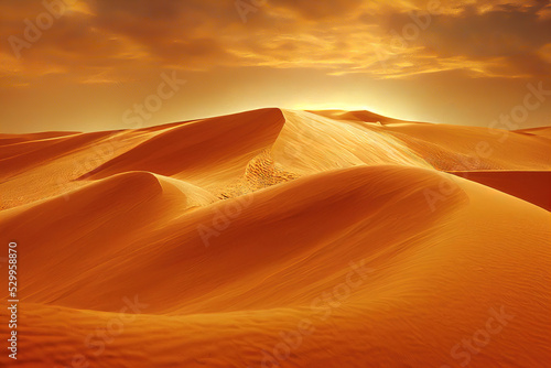 Sand dunes in the desert  hot and dry desert landscape