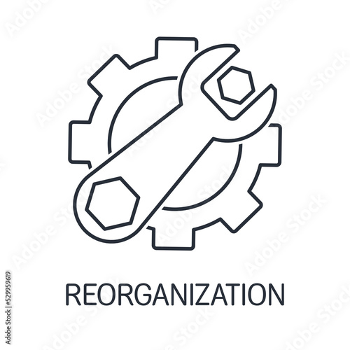 Reorganization. Vector linear icon isolated on white background.
