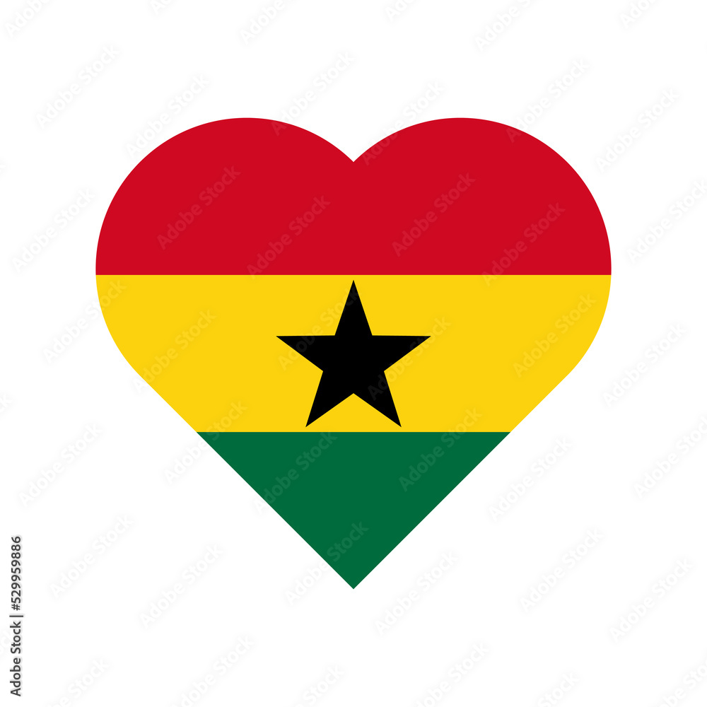 Ghana vector flag heart on white background Ghana vector flag heart on white background