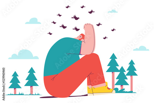A Man Try to Cover His Face Because of His Biggest Fear to Bird