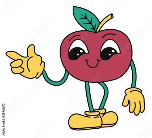 Cheerful character sticker, smiling cherry vector