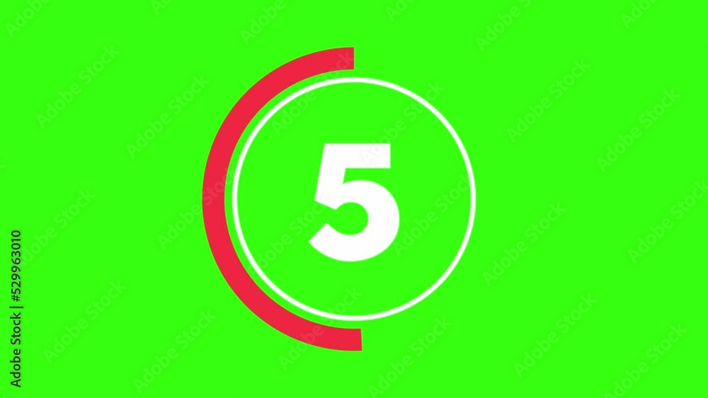 10 seconds countdown timer with animated red indicator on green screen. Circle shaped smooth animation. Red and white colour on chroma key background. 10 seconds countdown timer with animated red indicator on green screen. Circle shaped smooth animation. Red and white colour on chroma key background.