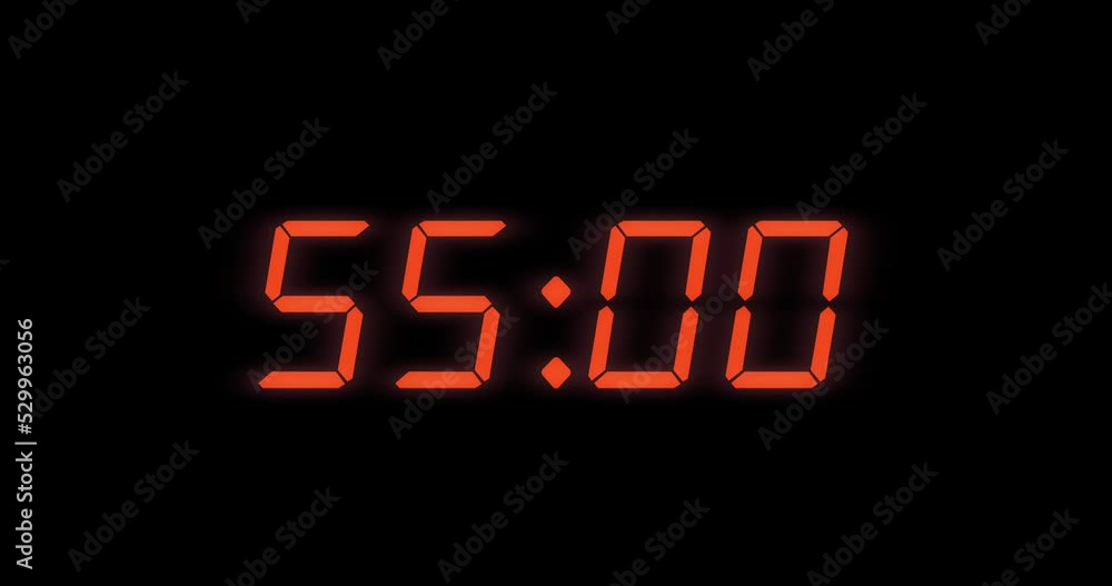Simple 60 seconds (1 minute) digital alarm clock countdown timer. Red digits on black colour display. Simple 60 seconds (1 minute) digital alarm clock countdown timer. Red digits on black colour display.
